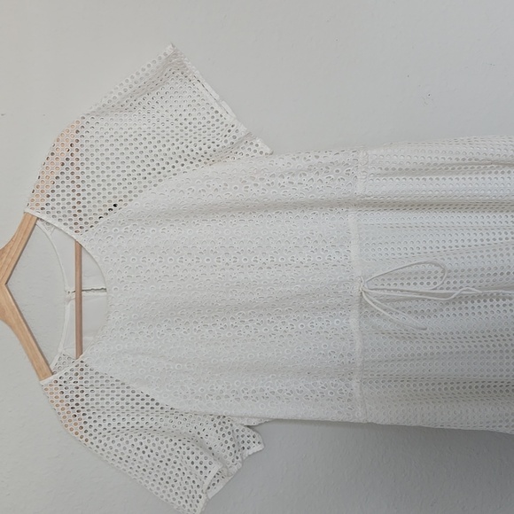 Diane Von Furstenberg Elegant White Eyelet Midi Tiered Dress Resortwear Sundress - Picture 6 of 14